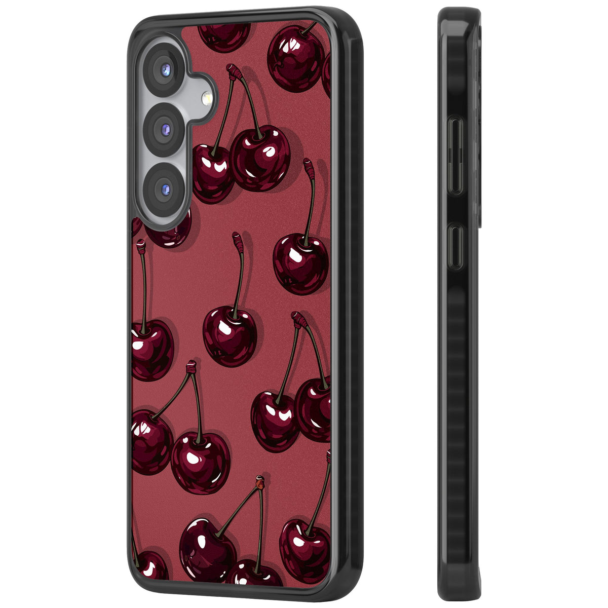Cherry Rebel Samsung S25 / Samsung S25 Plus / Samsung S26 / Samsung S26 Plus Impact Black Phone Case side