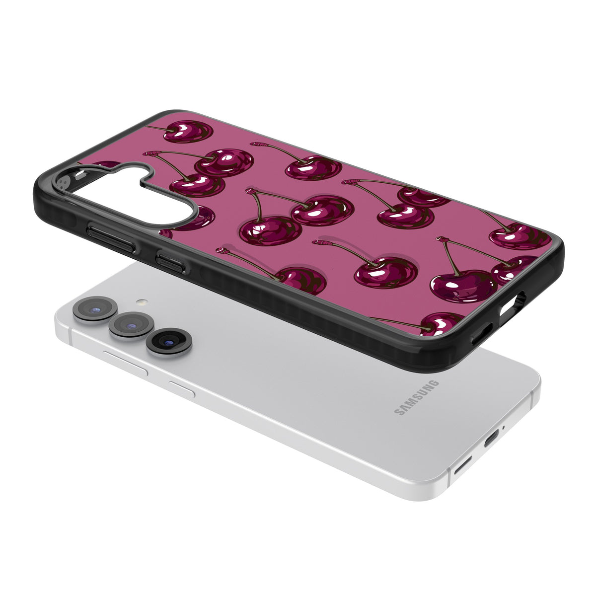 Cherry Soda Samsung S25 / Samsung S25 Plus / Samsung S26 / Samsung S26 Plus Impact Black Phone Case angled