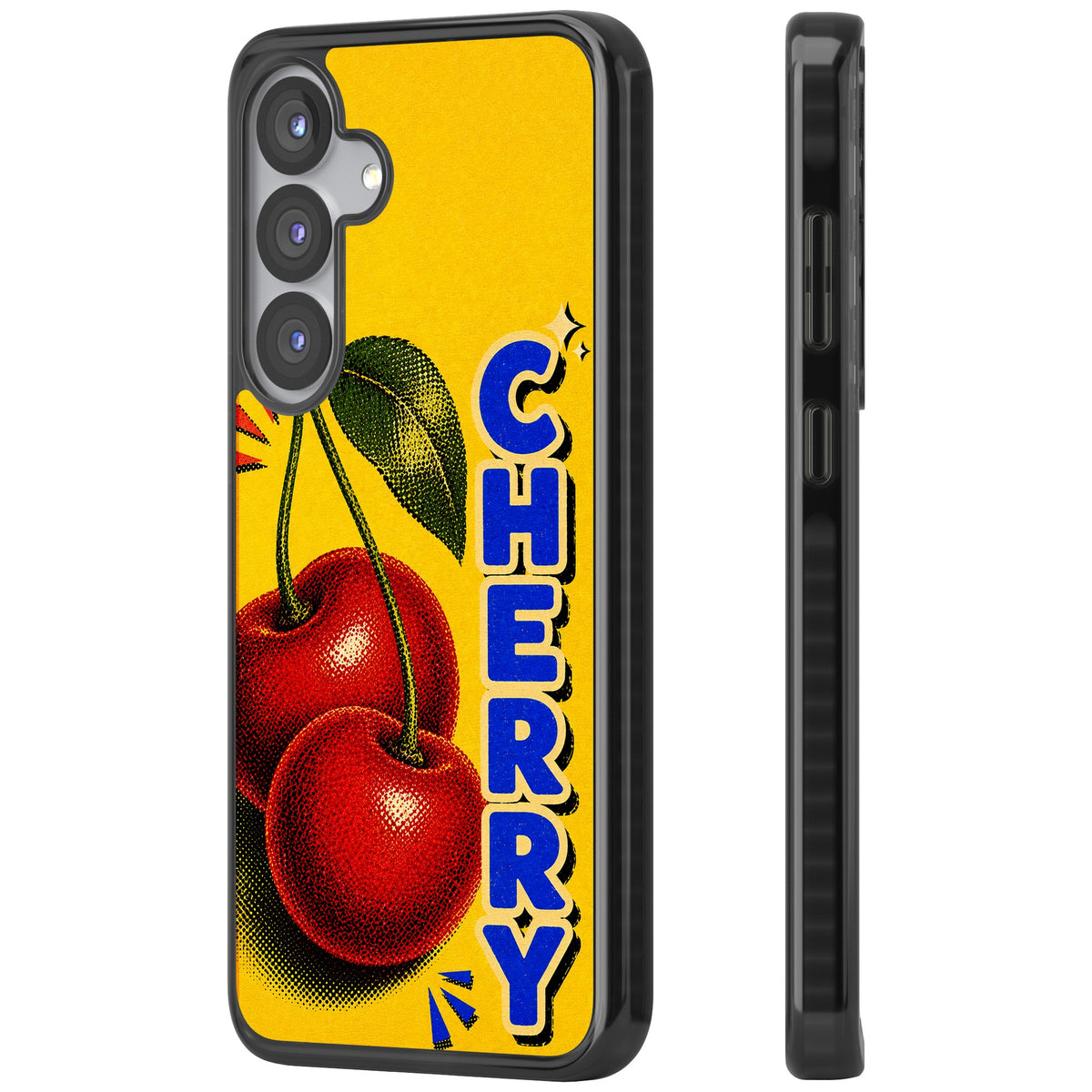 Cherry Yellow Samsung S25 / Samsung S25 Plus / Samsung S26 / Samsung S26 Plus Impact Black Phone Case side