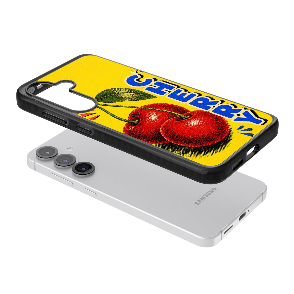 Cherry Yellow Samsung S25 / Samsung S25 Plus / Samsung S26 / Samsung S26 Plus Impact Black Phone Case angled