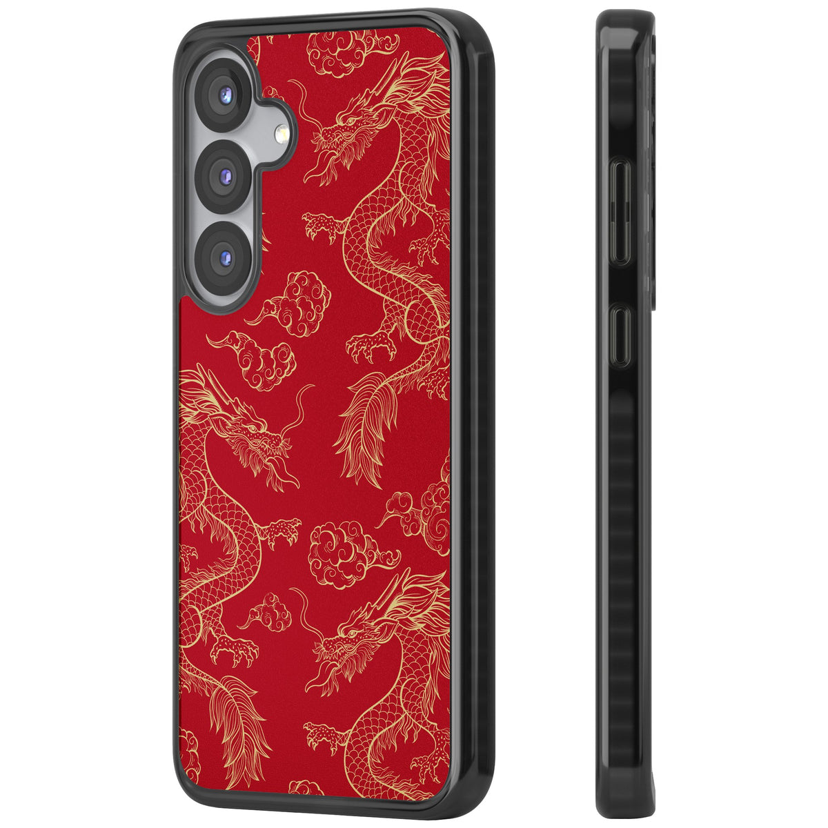 Crimson Dynasty Samsung S25 / Samsung S25 Plus / Samsung S26 / Samsung S26 Plus Impact Black Phone Case side