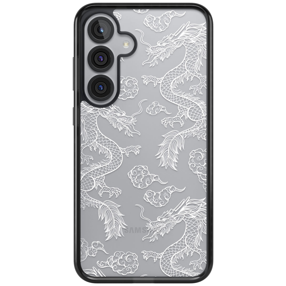 White Dragon Dynasty Samsung S25 Plus / Samsung S26 / Samsung S26 Plus Impact Black Phone Case front