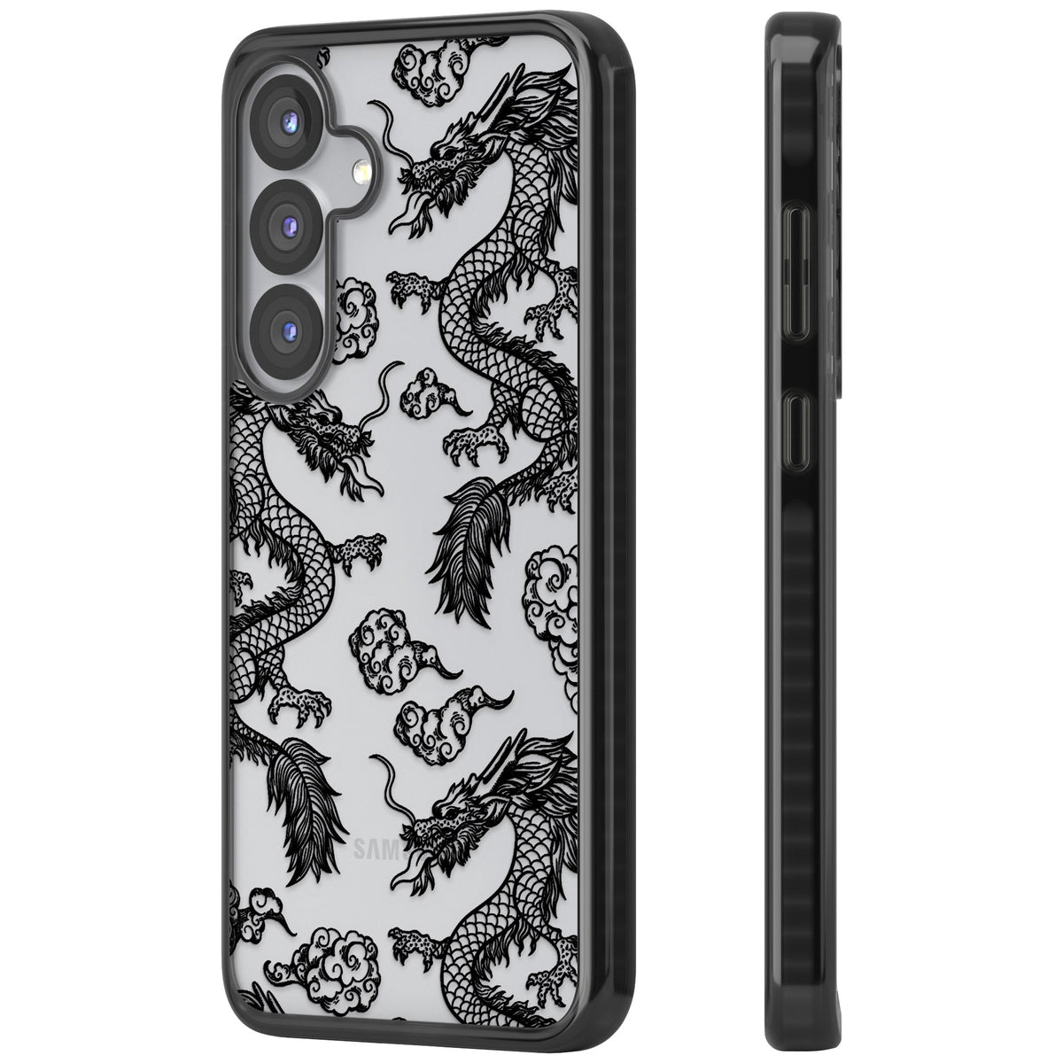 Black Dragons Samsung S25 / Samsung S25 Plus / Samsung S26 / Samsung S26 Plus Impact Black Phone Case side