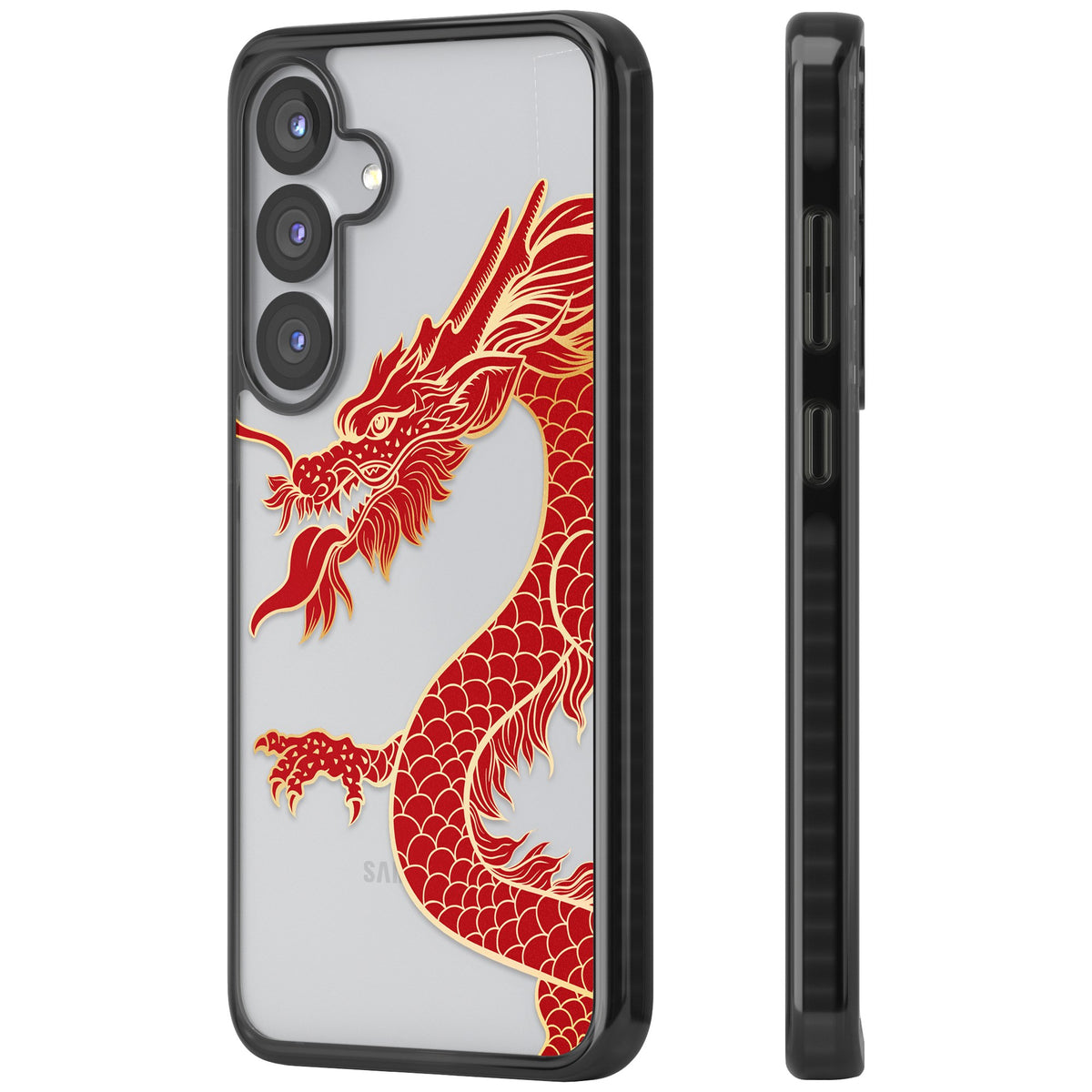 Red Dragon Samsung S25 / Samsung S25 Plus / Samsung S26 / Samsung S26 Plus Impact Black Phone Case side