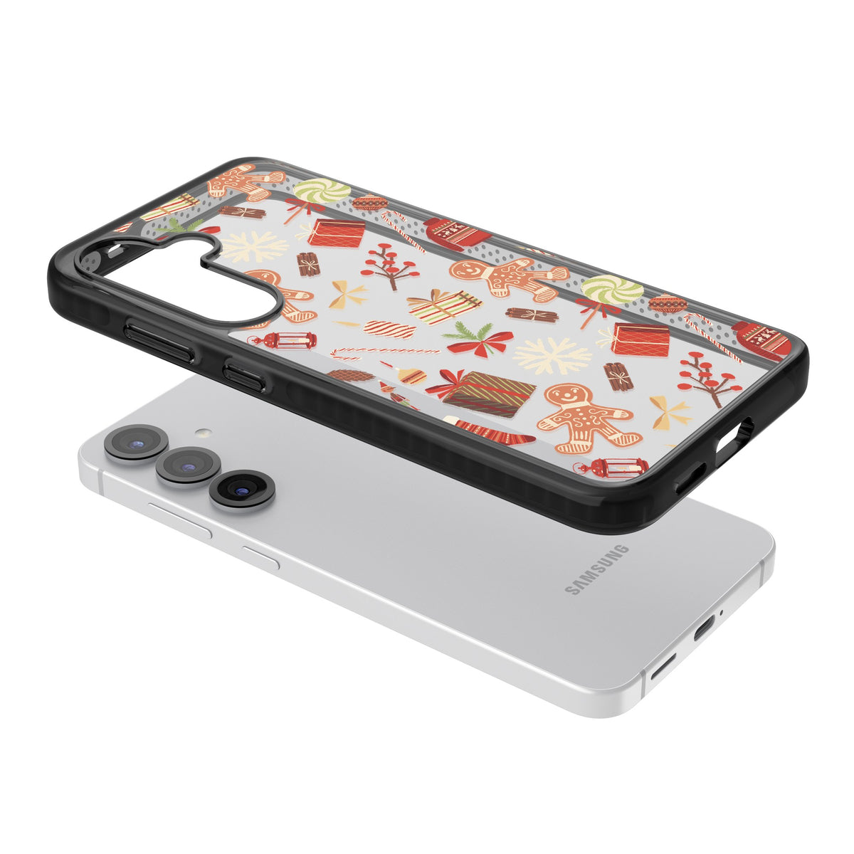 Christmas Assortments Samsung S25 / Samsung S25 Plus / Samsung S26 / Samsung S26 Plus Impact Black Phone Case angled