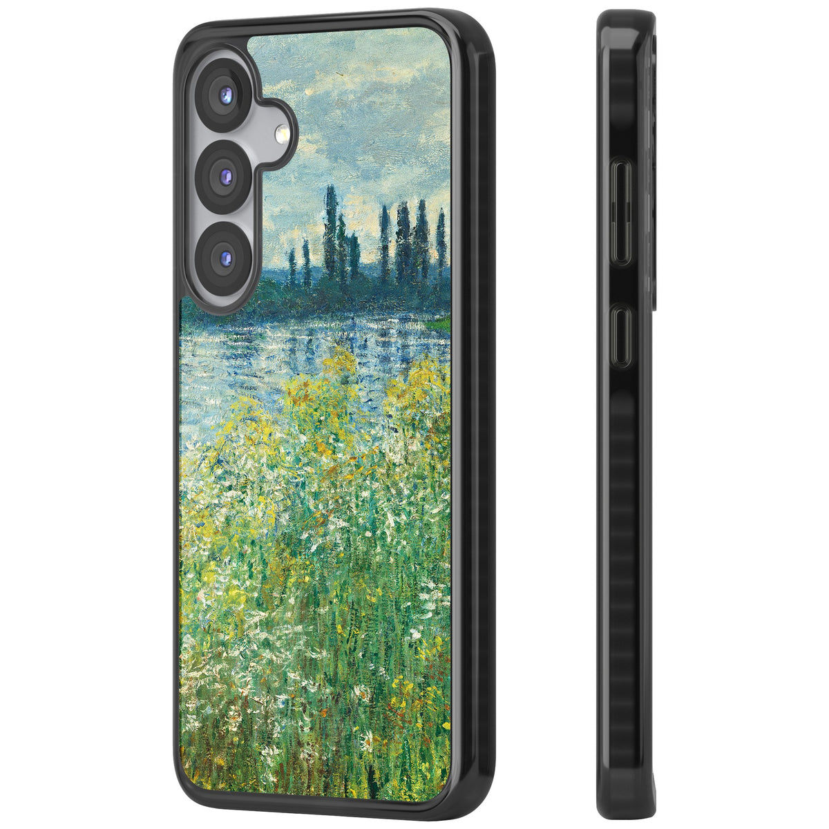 Banks Of The Seine By Claude Monet Samsung S25 / Samsung S25 Plus / Samsung S26 / Samsung S26 Plus Impact Black Phone Case side