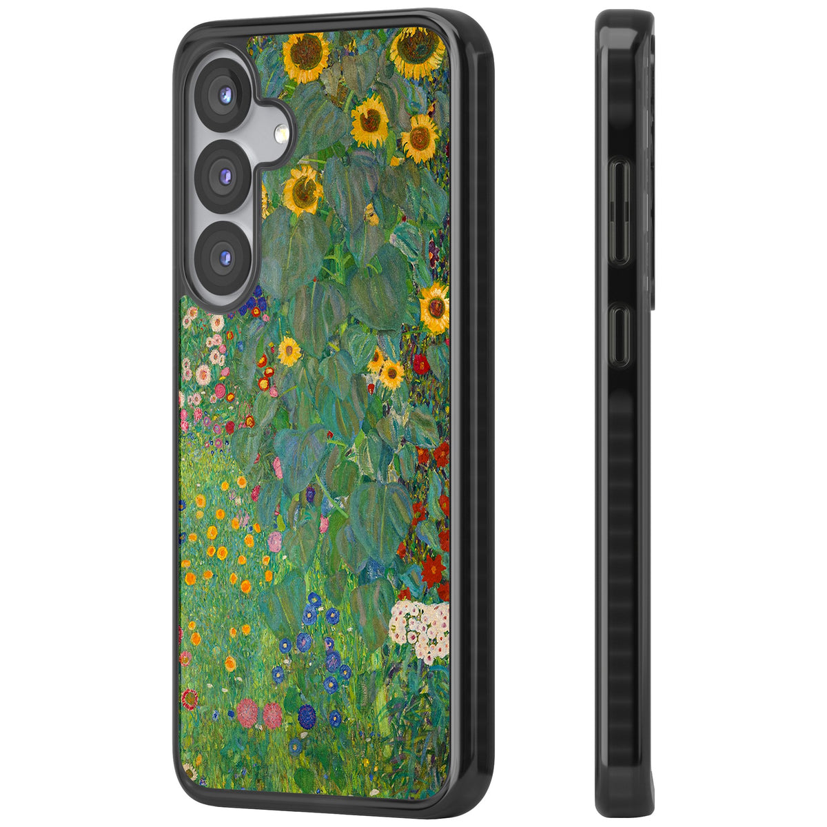 Farm Garden With Sunflowers Samsung S25 / Samsung S25 Plus / Samsung S26 / Samsung S26 Plus Impact Black Phone Case side