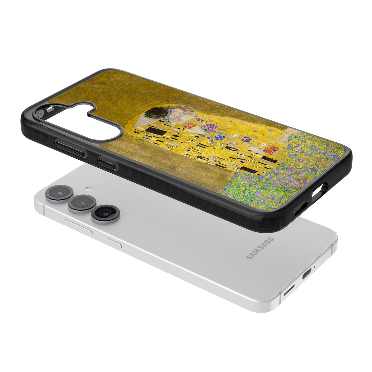 The Kiss Samsung S25 / Samsung S25 Plus / Samsung S26 / Samsung S26 Plus Impact Black Phone Case angled