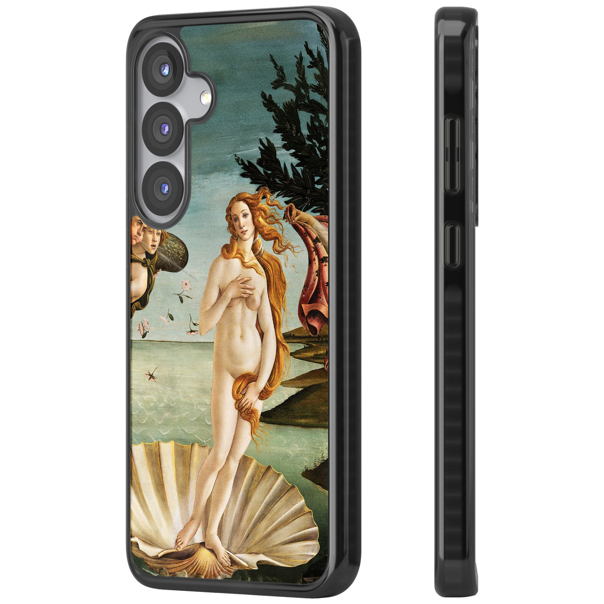 The Birth of Venus - Sandro Botticelli Samsung S25 / Samsung S25 Plus / Samsung S26 / Samsung S26 Plus Impact Black Phone Case side