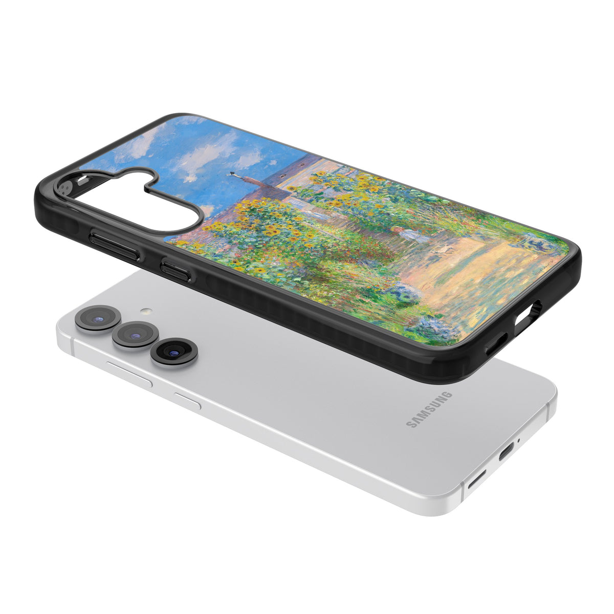 Garden at Vetheuil Samsung S25 / Samsung S25 Plus / Samsung S26 / Samsung S26 Plus Impact Black Phone Case angled