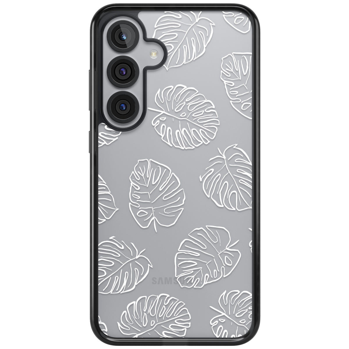 Monstera Outline Samsung S25 Plus / Samsung S26 / Samsung S26 Plus Impact Black Phone Case front