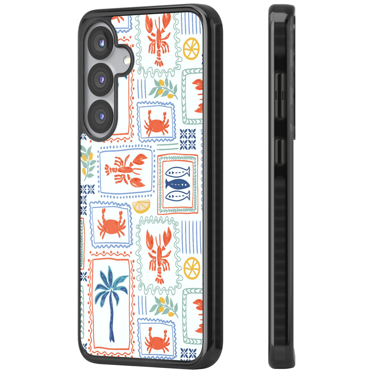 Seaside Stamps Samsung S25 / Samsung S25 Plus / Samsung S26 / Samsung S26 Plus Impact Black Phone Case side