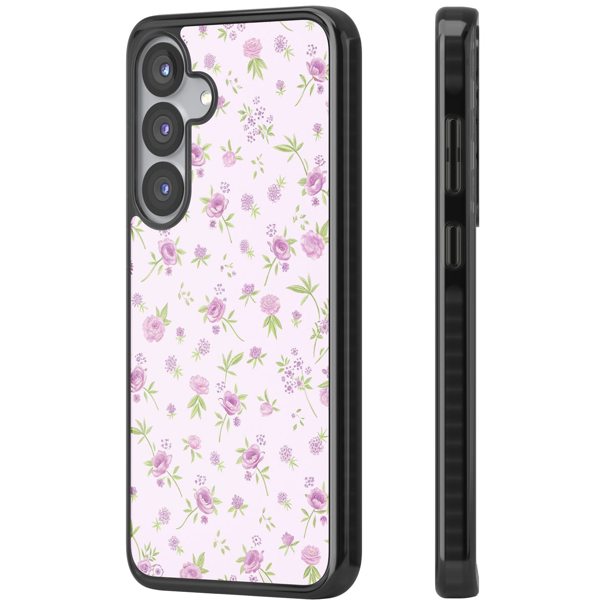 Pink Peonies Samsung S25 / Samsung S25 Plus / Samsung S26 / Samsung S26 Plus Impact Black Phone Case side