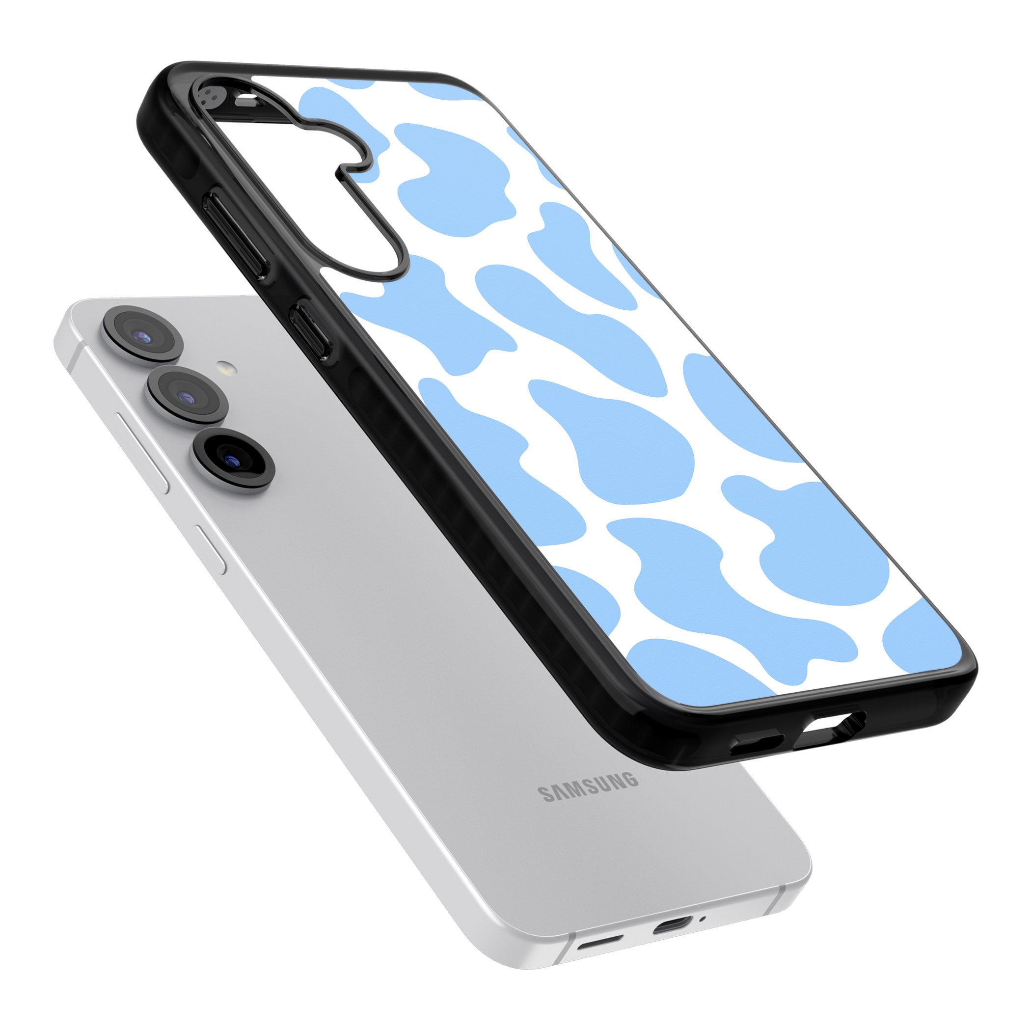 Blue And White Cow Print