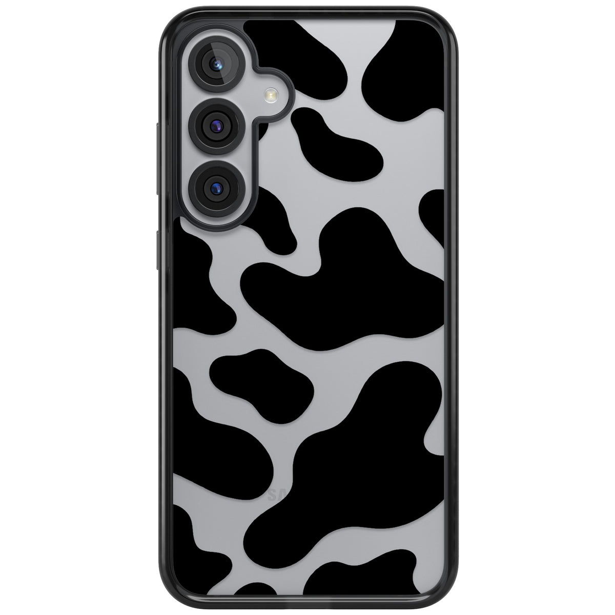 Clear Cow Print Samsung S25 Plus / Samsung S26 / Samsung S26 Plus Impact Black Phone Case front