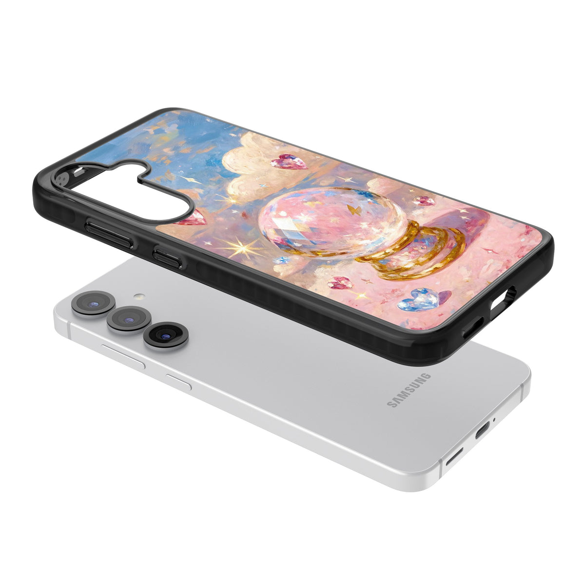 Crystal Ball Samsung S25 / Samsung S25 Plus / Samsung S26 / Samsung S26 Plus Impact Black Phone Case angled