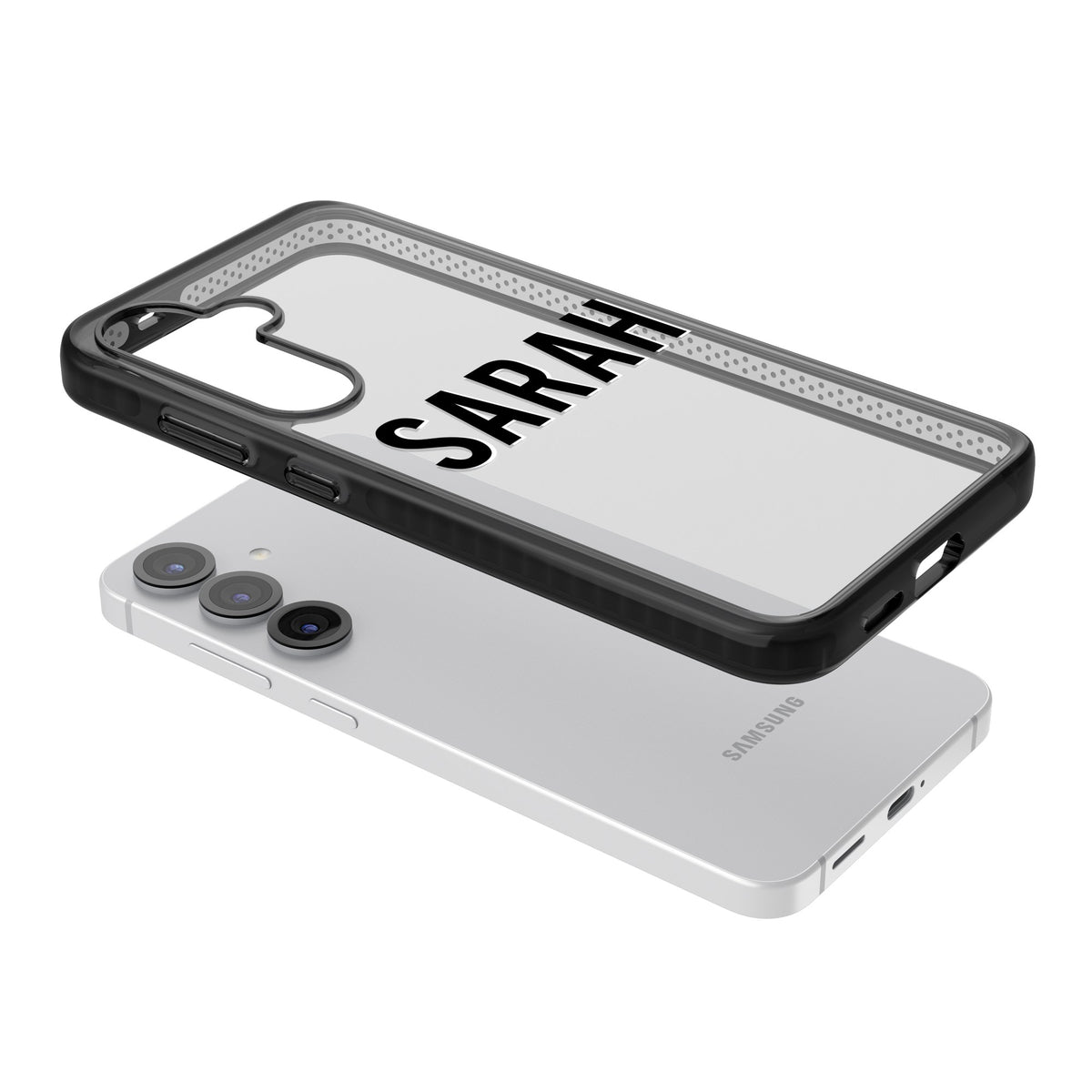 Personalised Name (Centre) Samsung S25 / Samsung S25 Plus / Samsung S26 / Samsung S26 Plus Impact Black Phone Case angled