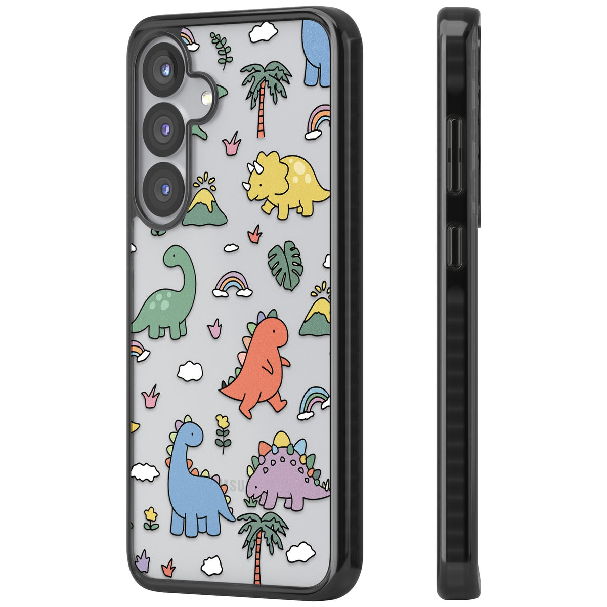 Cute Dino Pattern Samsung S25 / Samsung S25 Plus / Samsung S26 / Samsung S26 Plus Impact Black Phone Case side