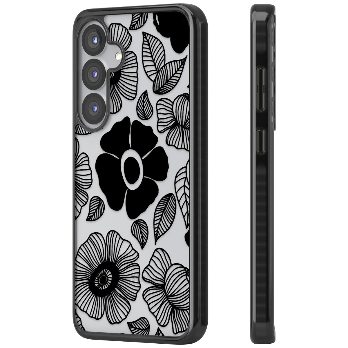 Ink Garden Samsung S25 / Samsung S25 Plus / Samsung S26 / Samsung S26 Plus Impact Black Phone Case side