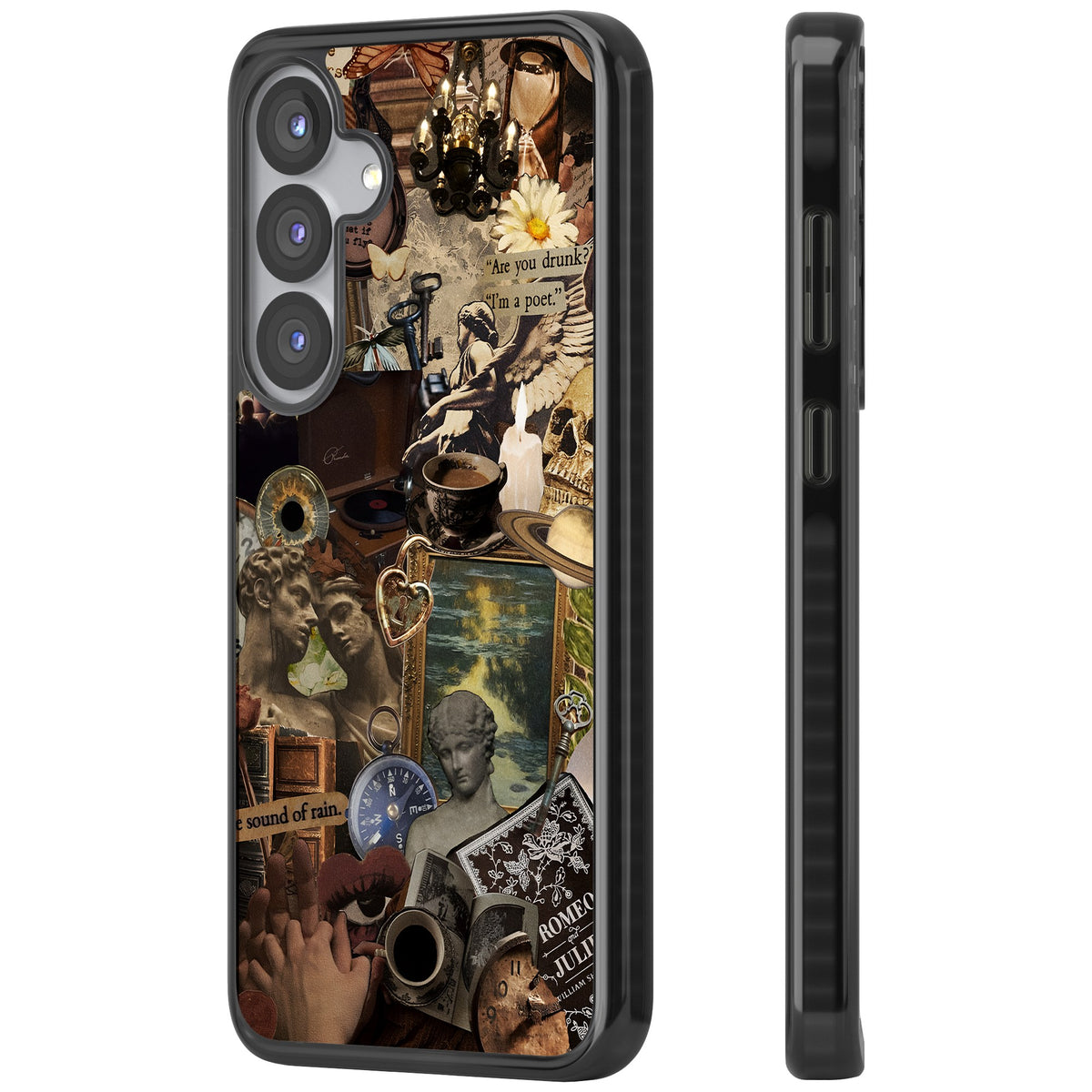 Vintage Academia Collage Samsung S25 / Samsung S25 Plus / Samsung S26 / Samsung S26 Plus Impact Black Phone Case side