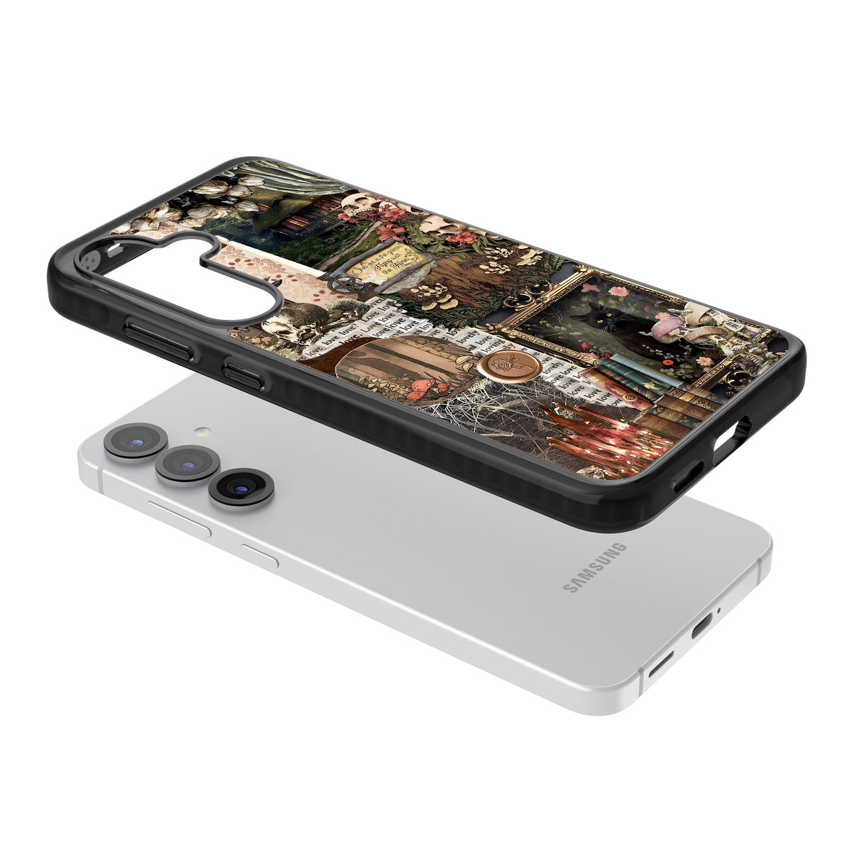Academia Collage Samsung S25 / Samsung S25 Plus / Samsung S26 / Samsung S26 Plus Impact Black Phone Case angled
