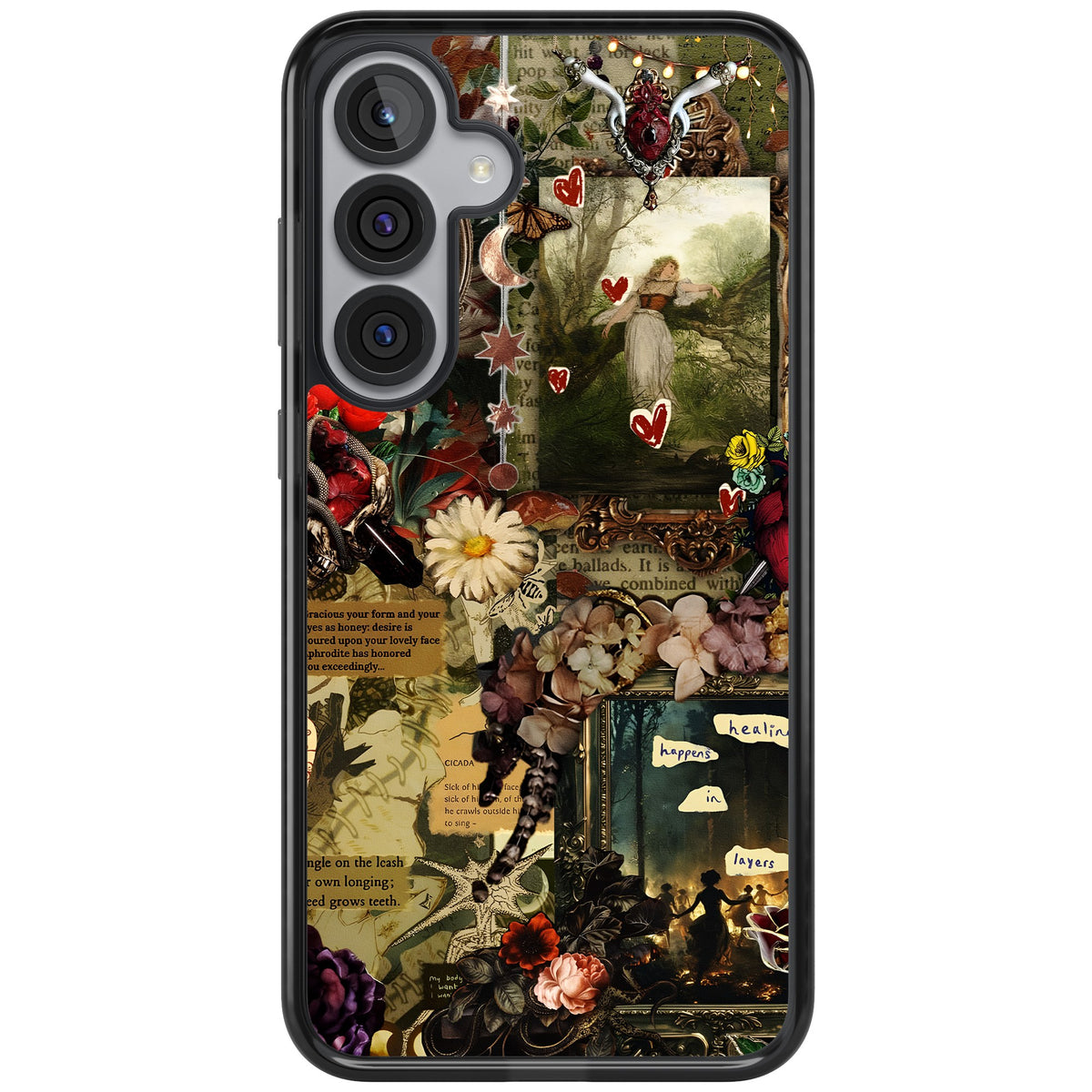 Textbook Romance Collage Samsung S25 Plus / Samsung S26 / Samsung S26 Plus Impact Black Phone Case front