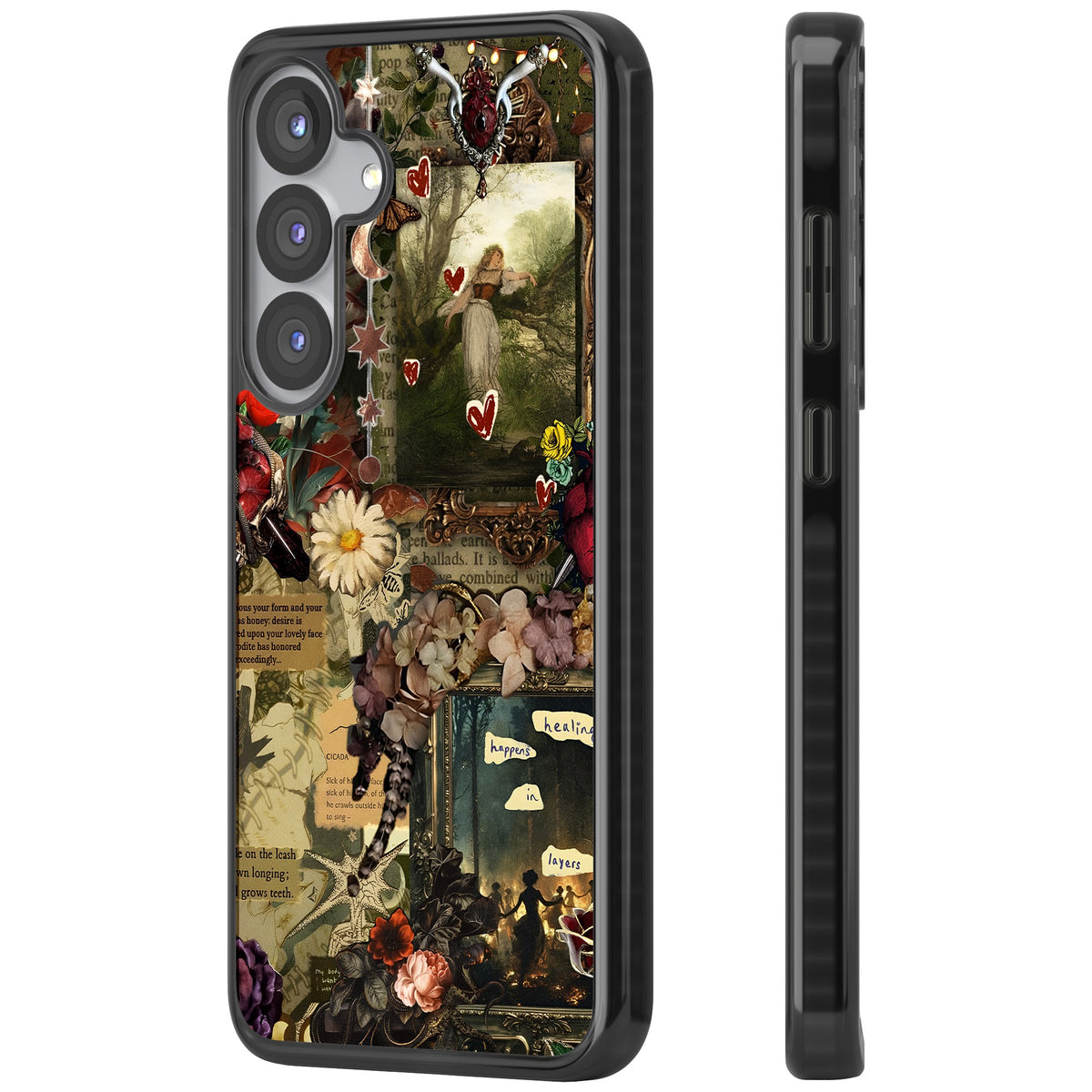 Textbook Romance Collage Samsung S25 / Samsung S25 Plus / Samsung S26 / Samsung S26 Plus Impact Black Phone Case side