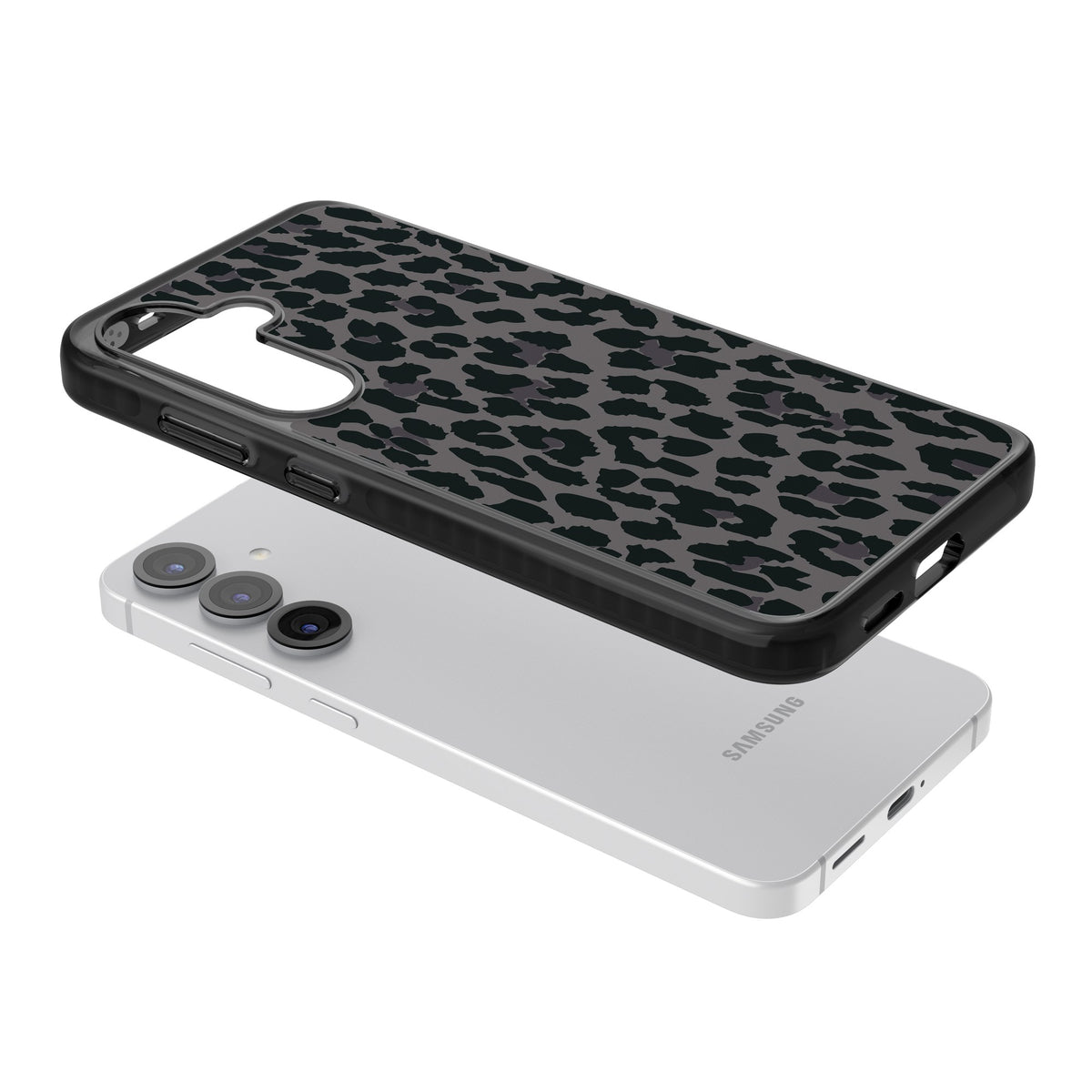 Dark Leopard Print Samsung S25 / Samsung S25 Plus / Samsung S26 / Samsung S26 Plus Impact Black Phone Case angled