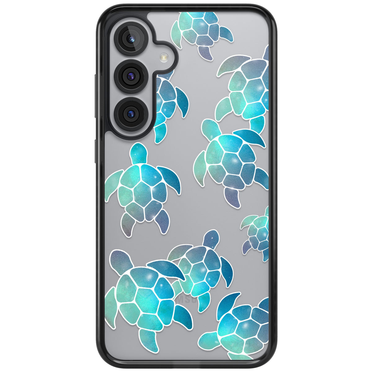 Aqua Space Turtles Samsung S25 Plus / Samsung S26 / Samsung S26 Plus Impact Black Phone Case front