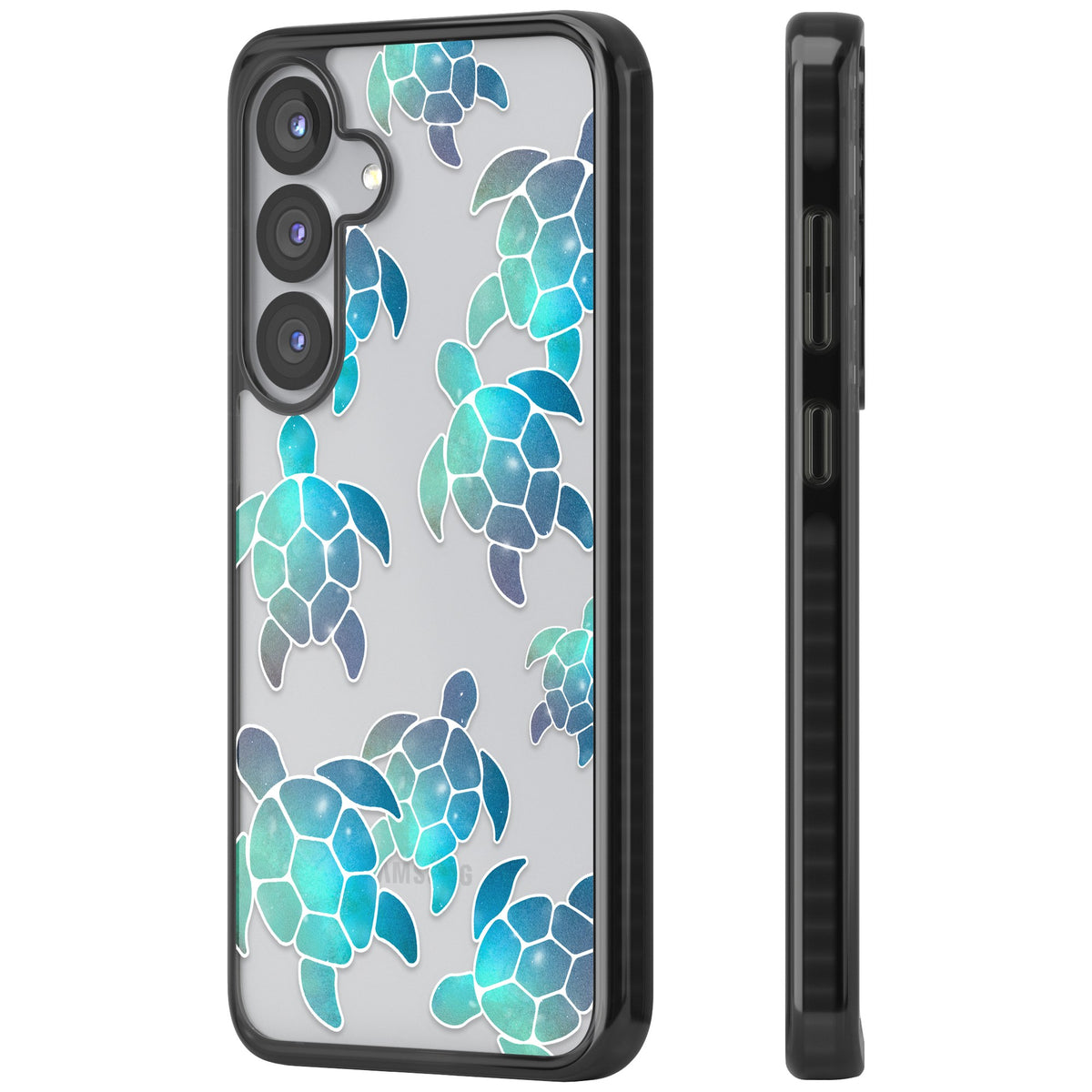 Aqua Space Turtles Samsung S25 / Samsung S25 Plus / Samsung S26 / Samsung S26 Plus Impact Black Phone Case side