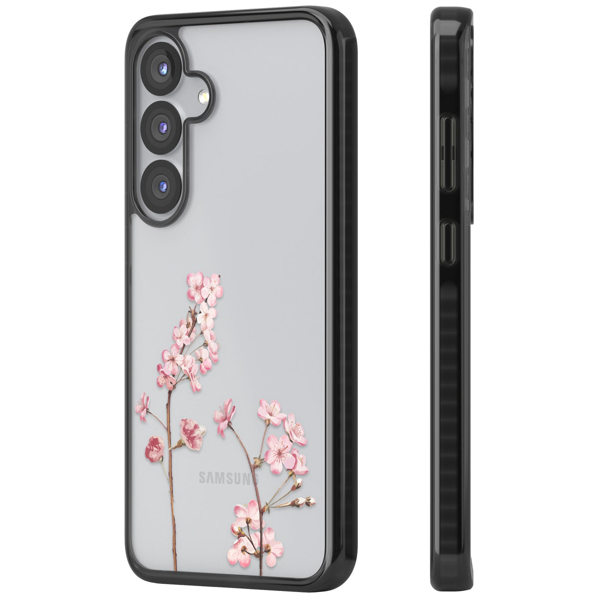 Blossom Flower Samsung S25 / Samsung S25 Plus / Samsung S26 / Samsung S26 Plus Impact Black Phone Case side