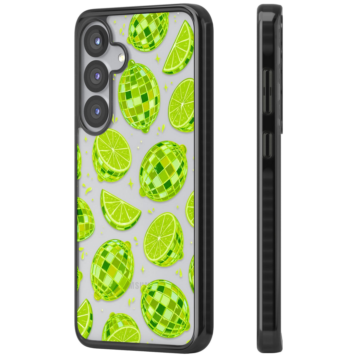 Disco Limes Samsung S25 / Samsung S25 Plus / Samsung S26 / Samsung S26 Plus Impact Black Phone Case side