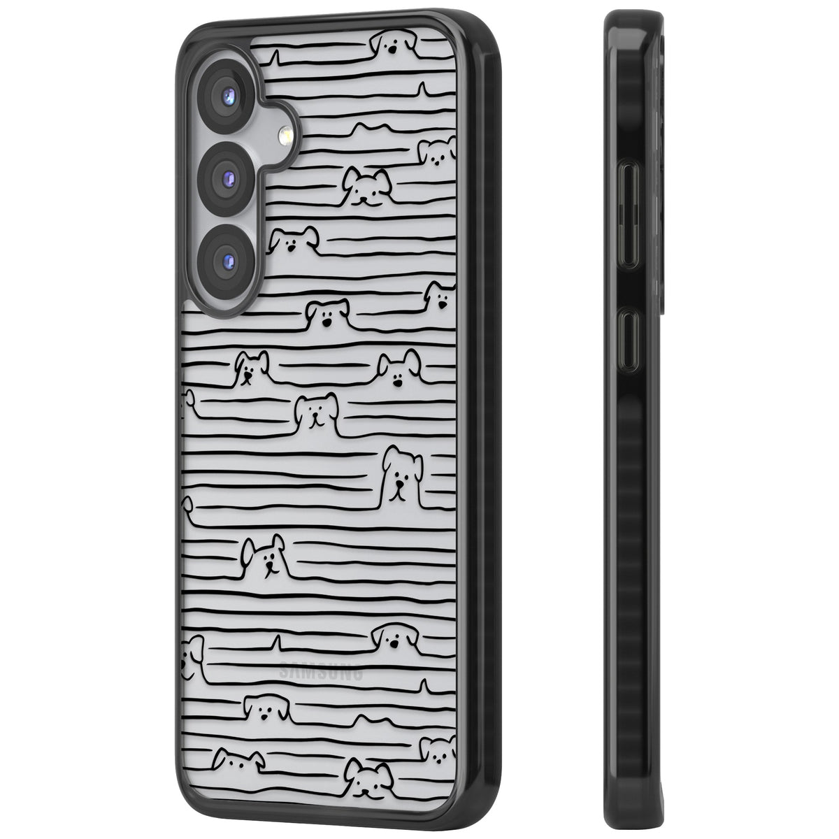 Dog Lines Samsung S25 / Samsung S25 Plus / Samsung S26 / Samsung S26 Plus Impact Black Phone Case side