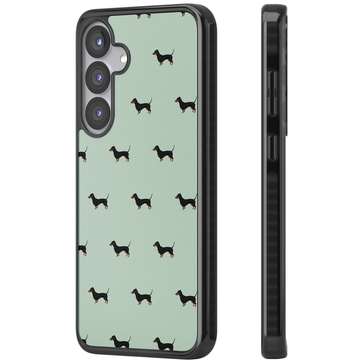 Dachshund Dog Pattern Samsung S25 / Samsung S25 Plus / Samsung S26 / Samsung S26 Plus Impact Black Phone Case side
