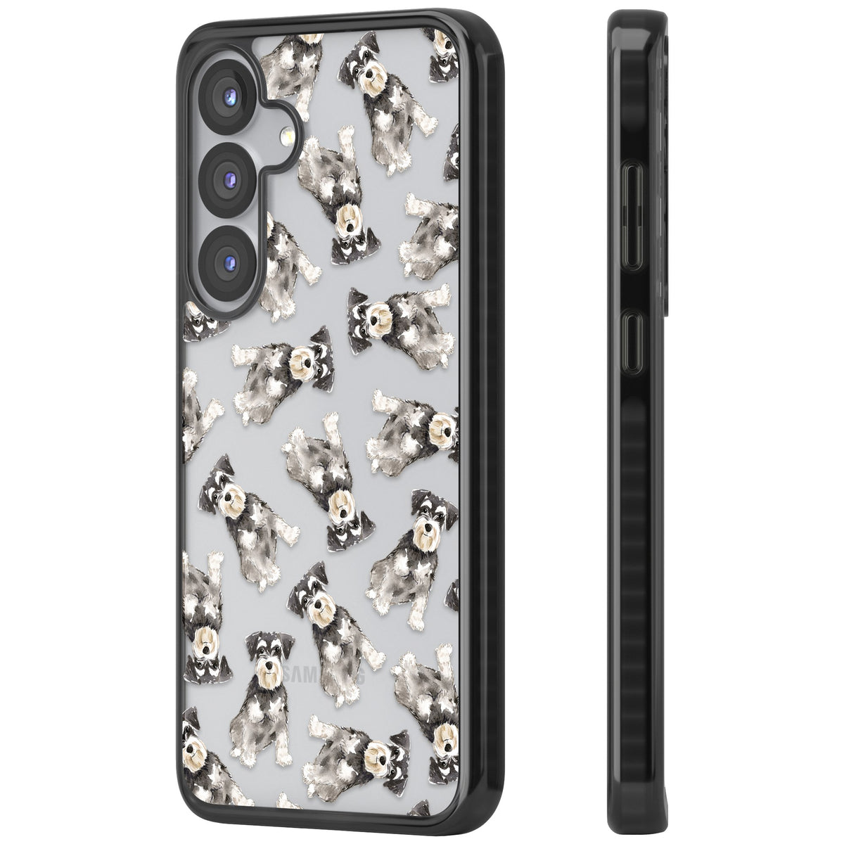 Miniature Schnauzer Watercolor Samsung S25 / Samsung S25 Plus / Samsung S26 / Samsung S26 Plus Impact Black Phone Case side
