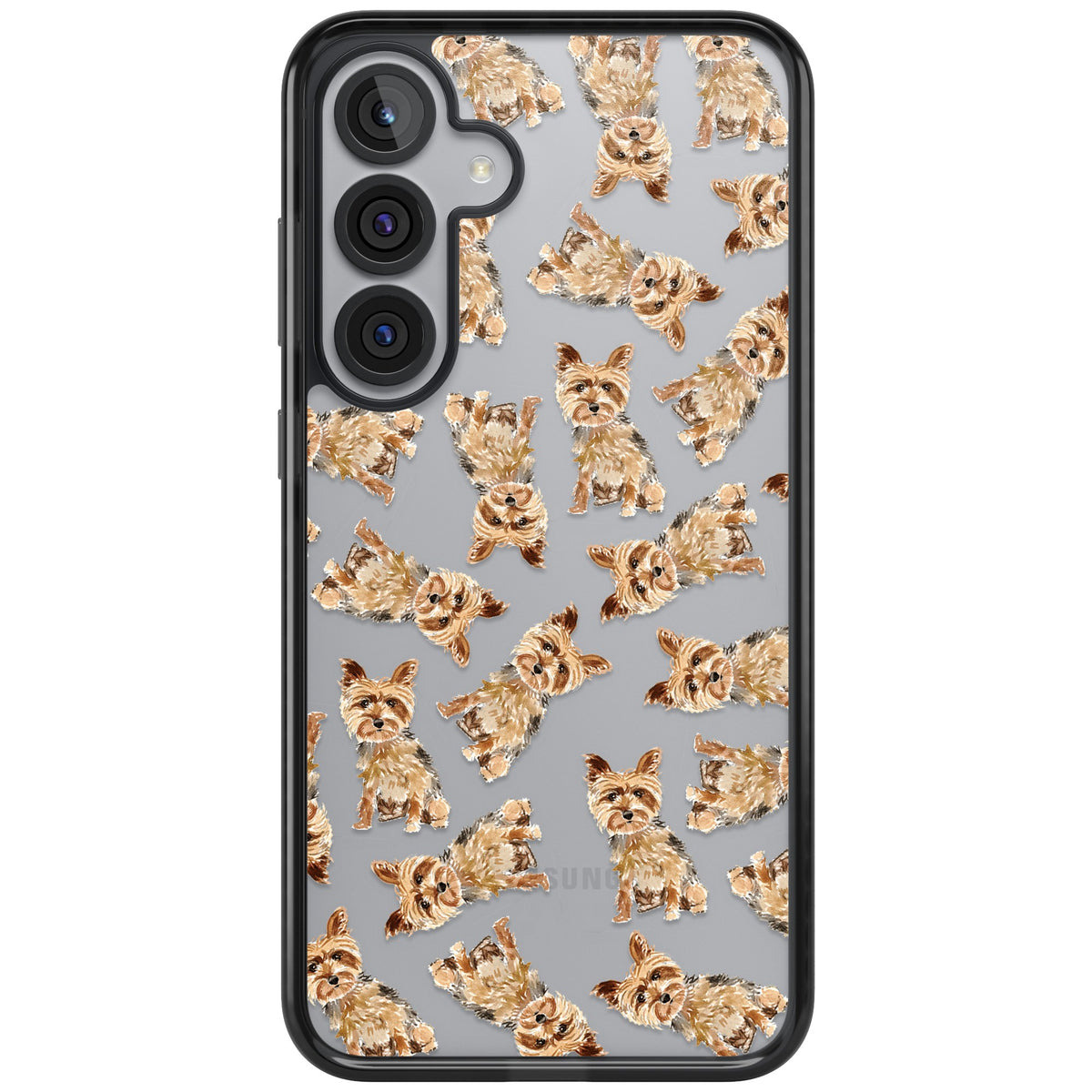 Yorkshire Terrier Dog Pattern Samsung S25 Plus / Samsung S26 / Samsung S26 Plus Impact Black Phone Case front