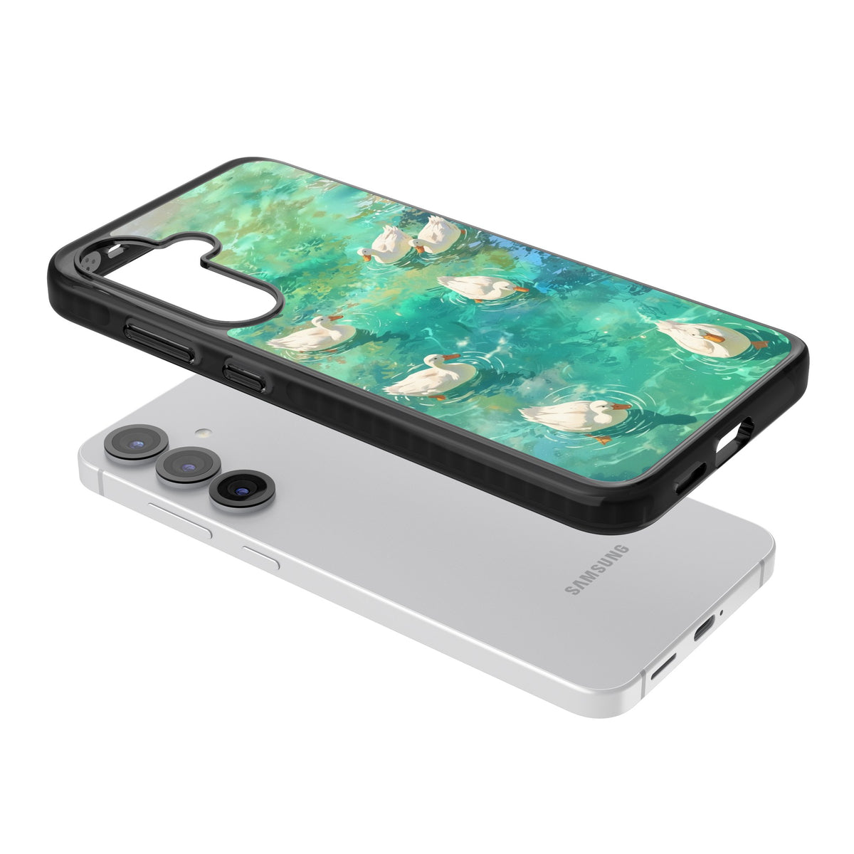 Ducks In The Pond Samsung S25 / Samsung S25 Plus / Samsung S26 / Samsung S26 Plus Impact Black Phone Case angled