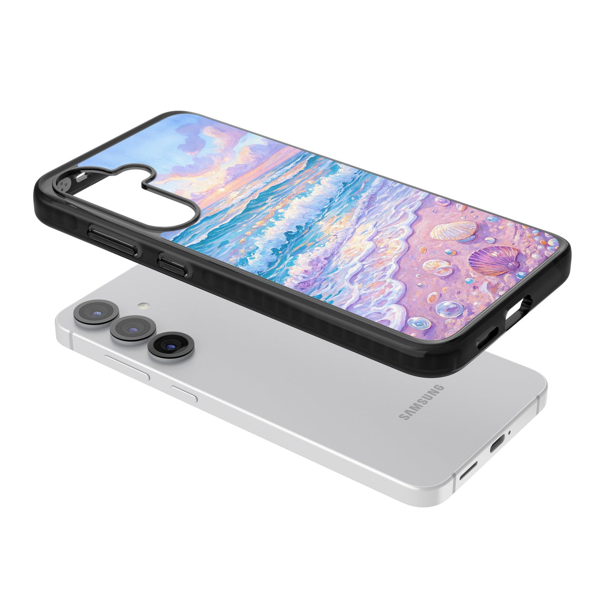 Pearl Shore Samsung S25 / Samsung S25 Plus / Samsung S26 / Samsung S26 Plus Impact Black Phone Case angled