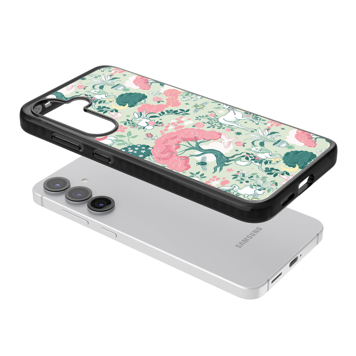Enchanted Woodland Samsung S25 / Samsung S25 Plus / Samsung S26 / Samsung S26 Plus Impact Black Phone Case angled