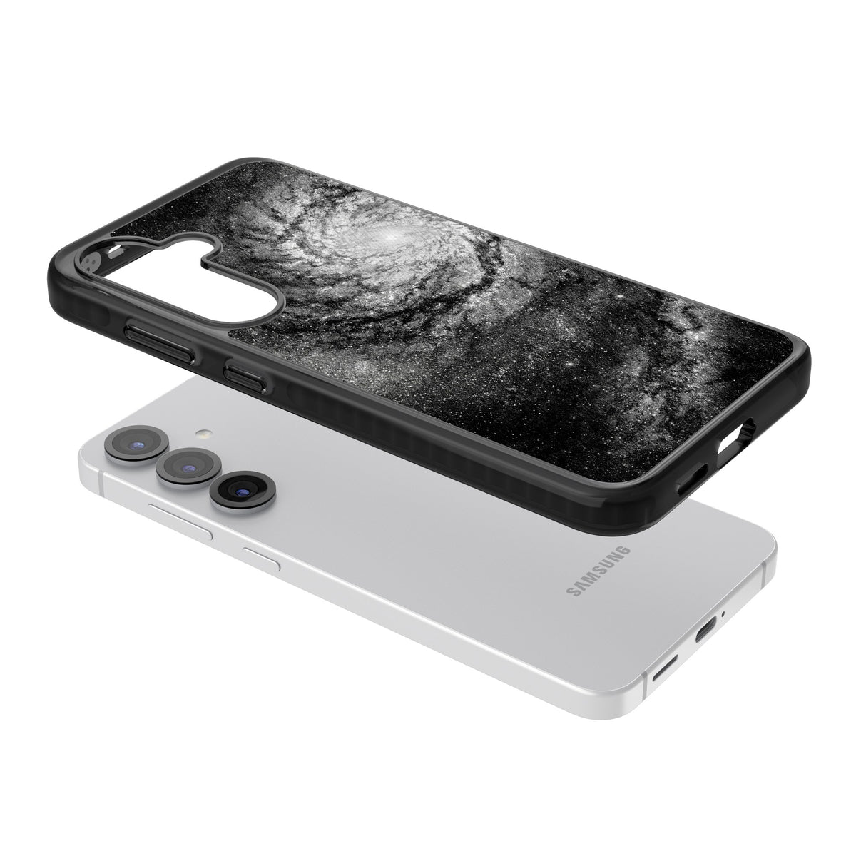 Cosmic Spiral Samsung S25 / Samsung S25 Plus / Samsung S26 / Samsung S26 Plus Impact Black Phone Case angled