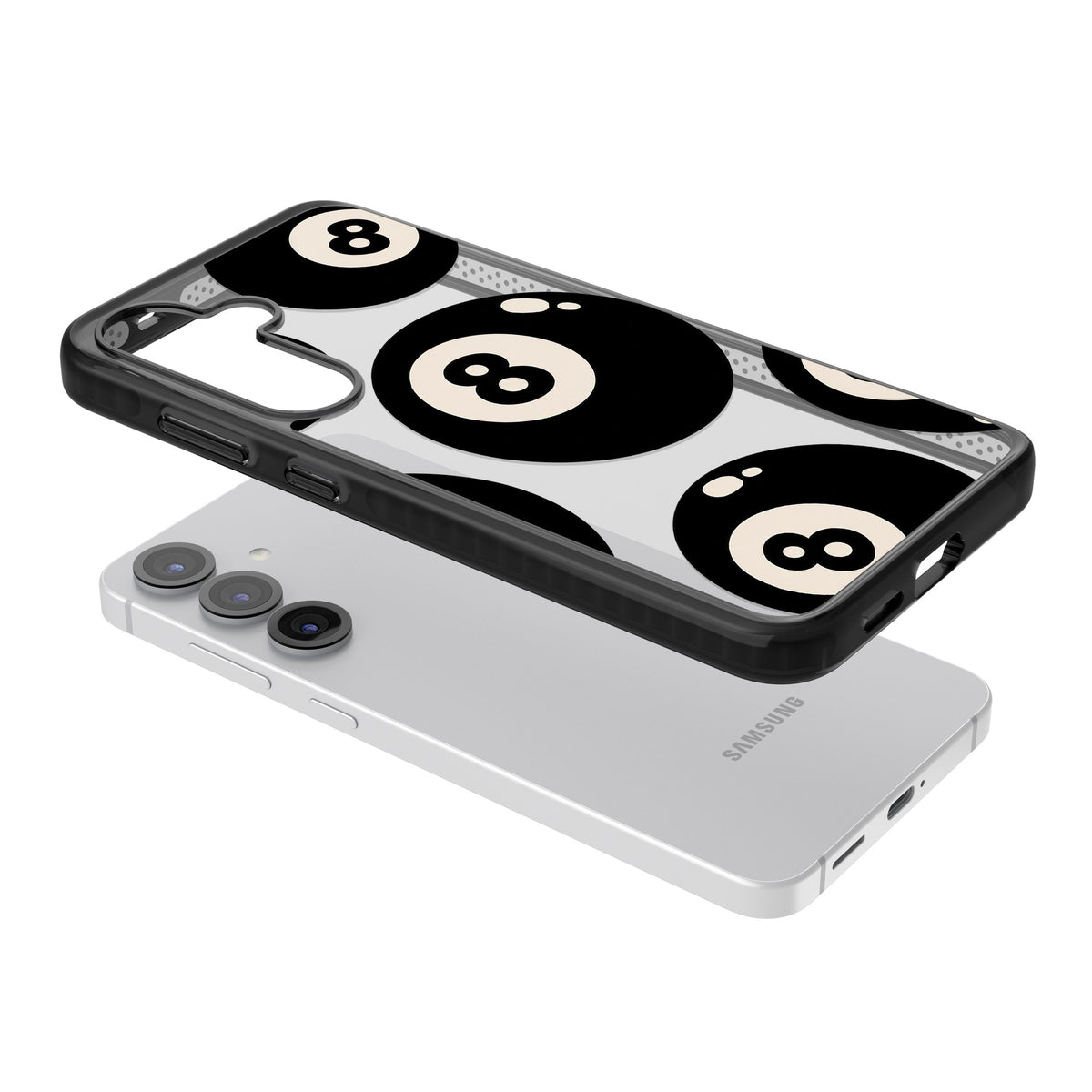 Eights Samsung S25 / Samsung S25 Plus / Samsung S26 / Samsung S26 Plus Impact Black Phone Case angled