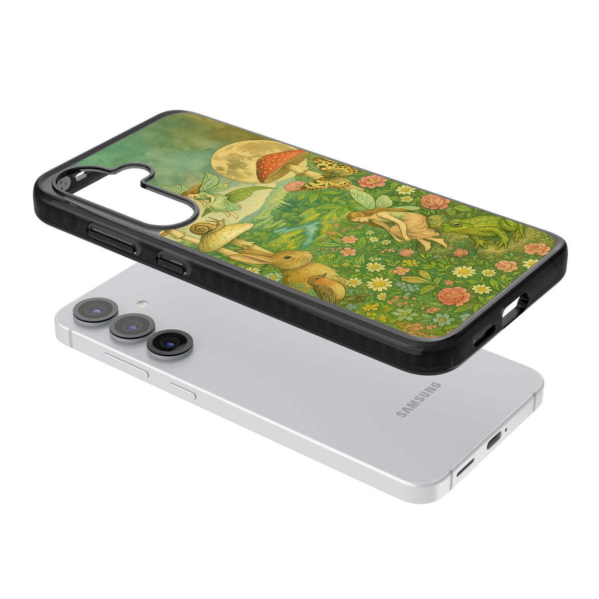 Fairies & Flowers Samsung S25 / Samsung S25 Plus / Samsung S26 / Samsung S26 Plus Impact Black Phone Case angled
