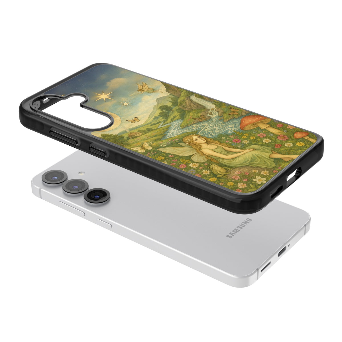 Nature Fairy Samsung S25 / Samsung S25 Plus / Samsung S26 / Samsung S26 Plus Impact Black Phone Case angled