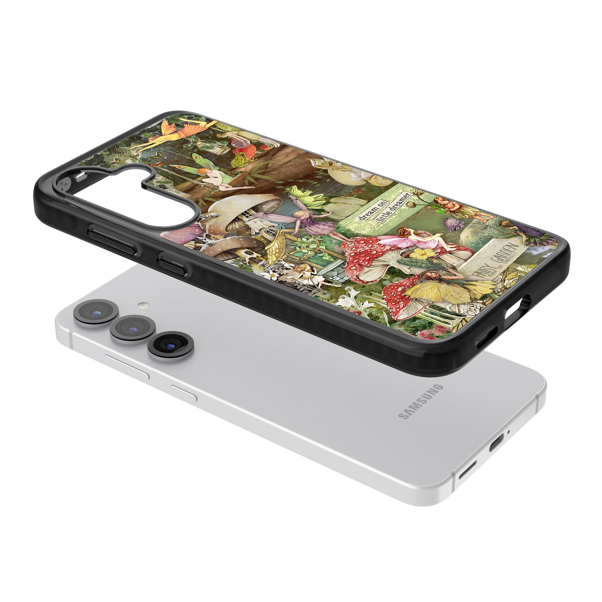 Dreamy Garden Samsung S25 / Samsung S25 Plus / Samsung S26 / Samsung S26 Plus Impact Black Phone Case angled