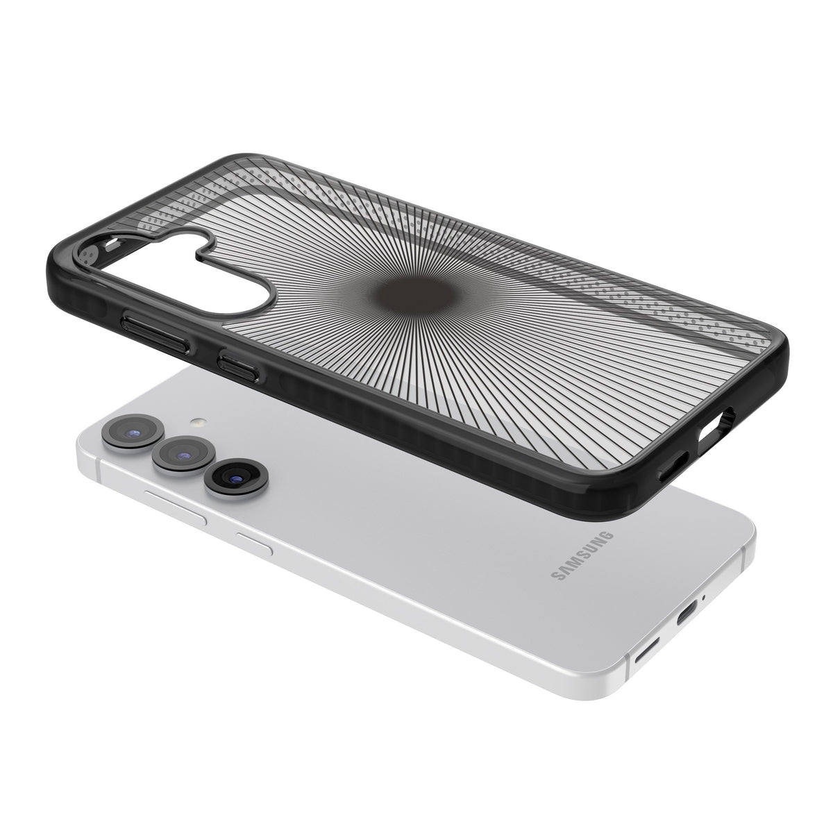 Linear Sunburst Samsung S25 / Samsung S25 Plus / Samsung S26 / Samsung S26 Plus Impact Black Phone Case angled