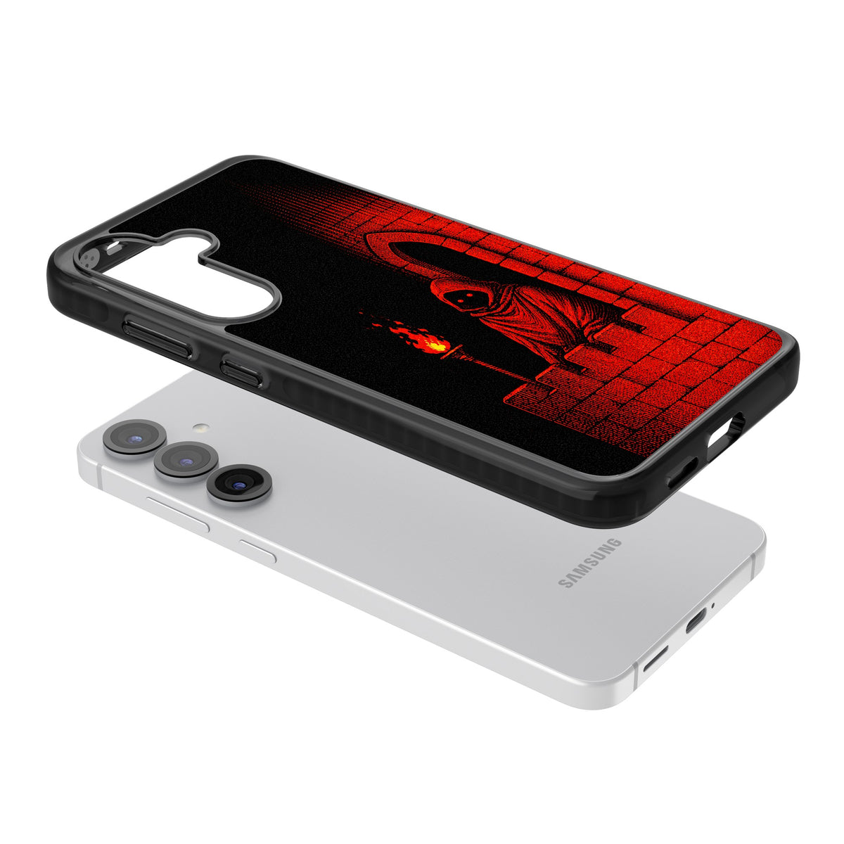 Crimson Crypt Samsung S25 / Samsung S25 Plus / Samsung S26 / Samsung S26 Plus Impact Black Phone Case angled