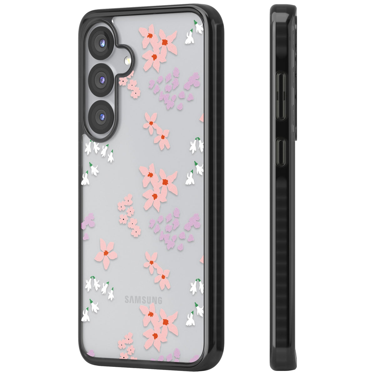 Rose & Violet Flower Mix Samsung S25 / Samsung S25 Plus / Samsung S26 / Samsung S26 Plus Impact Black Phone Case side