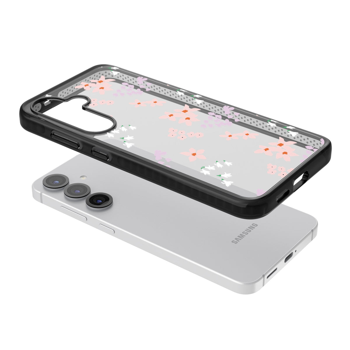 Rose & Violet Flower Mix Samsung S25 / Samsung S25 Plus / Samsung S26 / Samsung S26 Plus Impact Black Phone Case angled