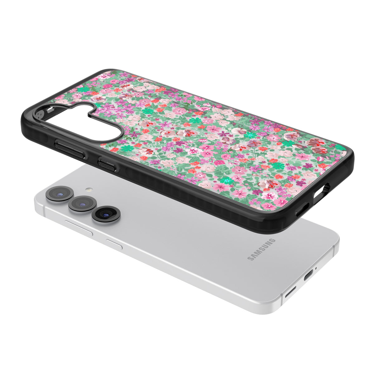 Florentine Meadow Samsung S25 / Samsung S25 Plus / Samsung S26 / Samsung S26 Plus Impact Black Phone Case angled