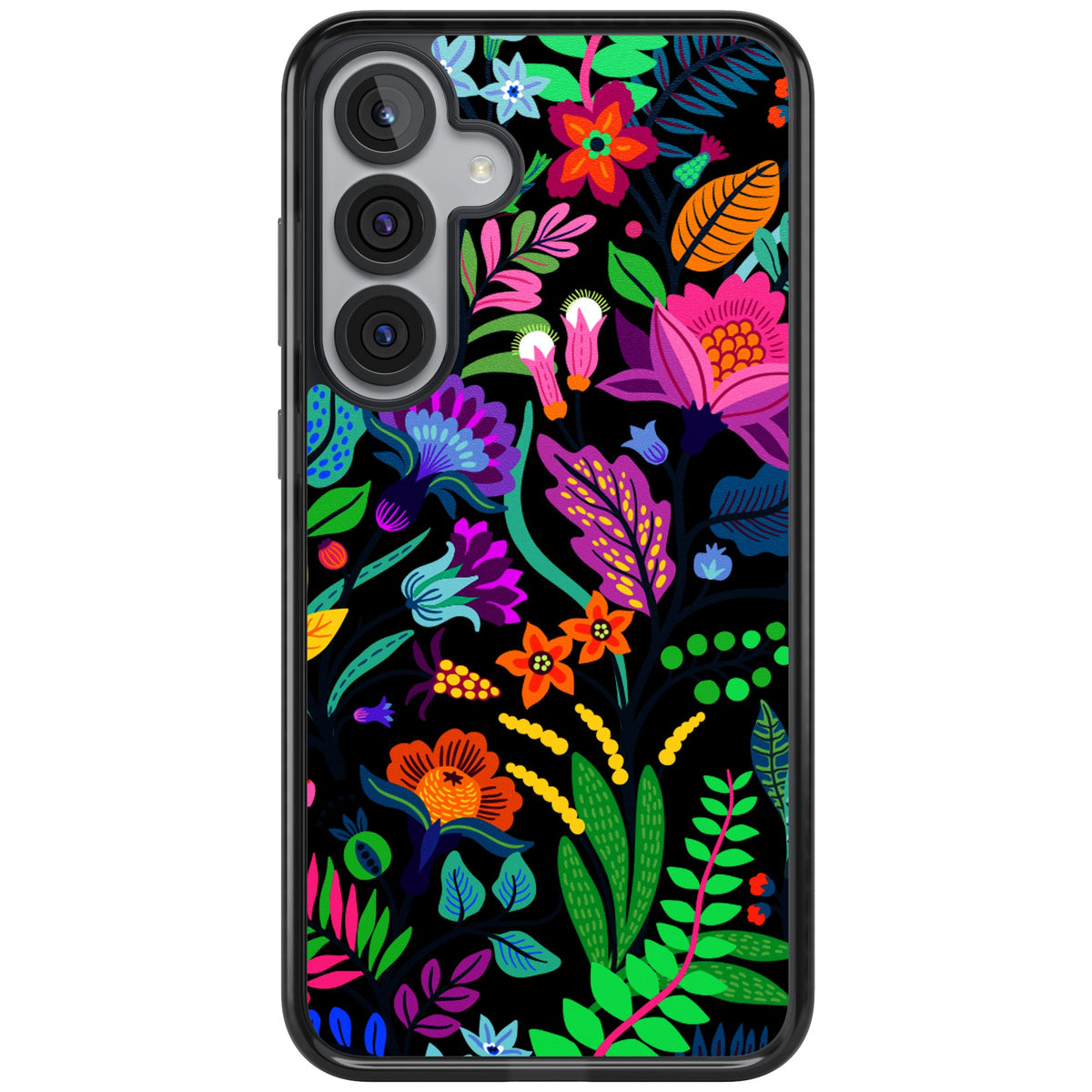 Floral Vibe (Black) Samsung S25 Plus / Samsung S26 / Samsung S26 Plus Impact Black Phone Case front